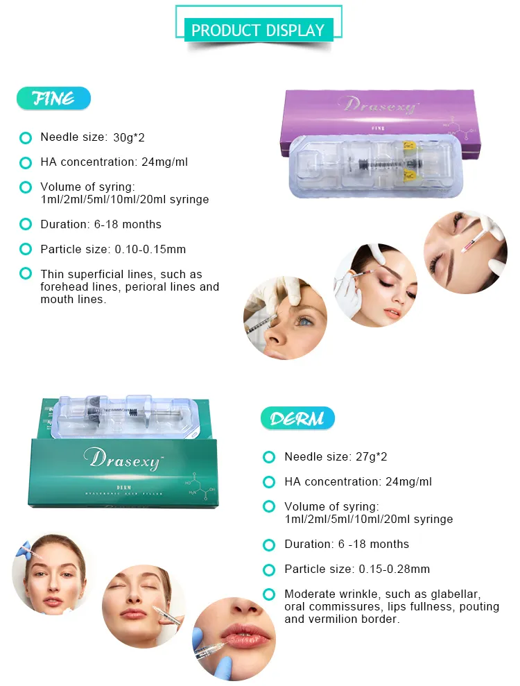 1ml CE Approved Hyaluronic Acid Ha Filler Hyaluronic Acid Korea Dermal Filler for Face
