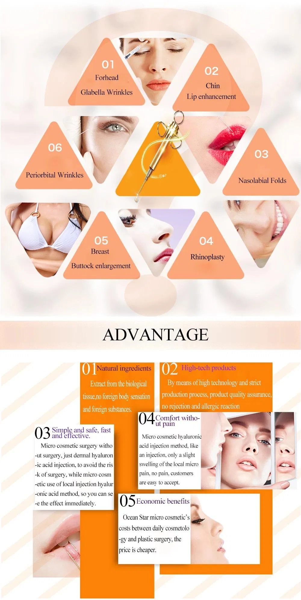 2021 Ocean Star Injectable Hyaluronic Acid Serum Derm 1ml Fine. Deep for Lips