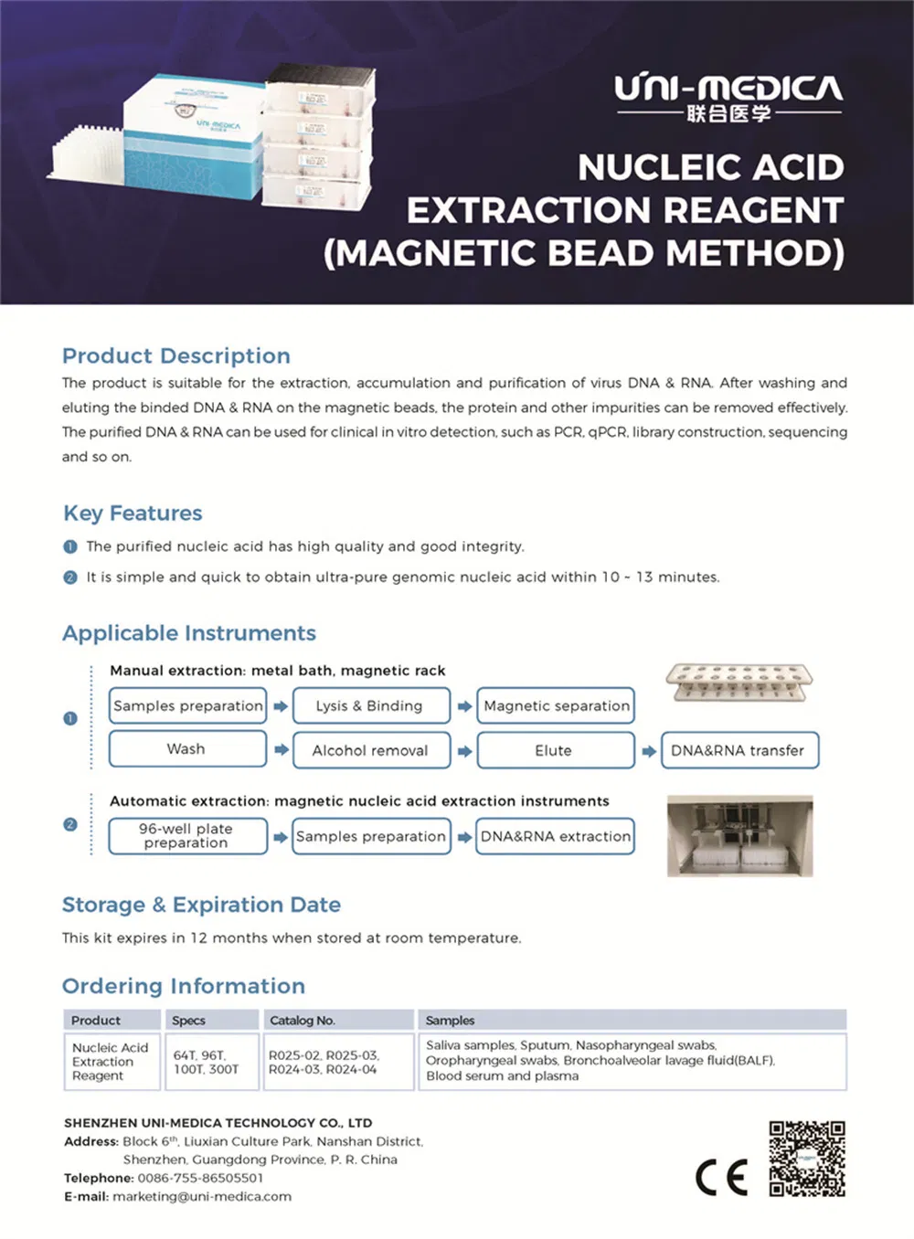 96t Automatic DNA Rna Separation Solution with CE and FDA