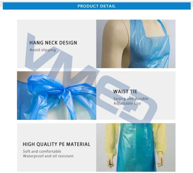 Cheap Waterproof Adjustable PE Apron Disposable PE Apron Eco-Friendly PE Disposable Apron Detachable Protective Restaurant/ Kitchen/ Cooking Apron