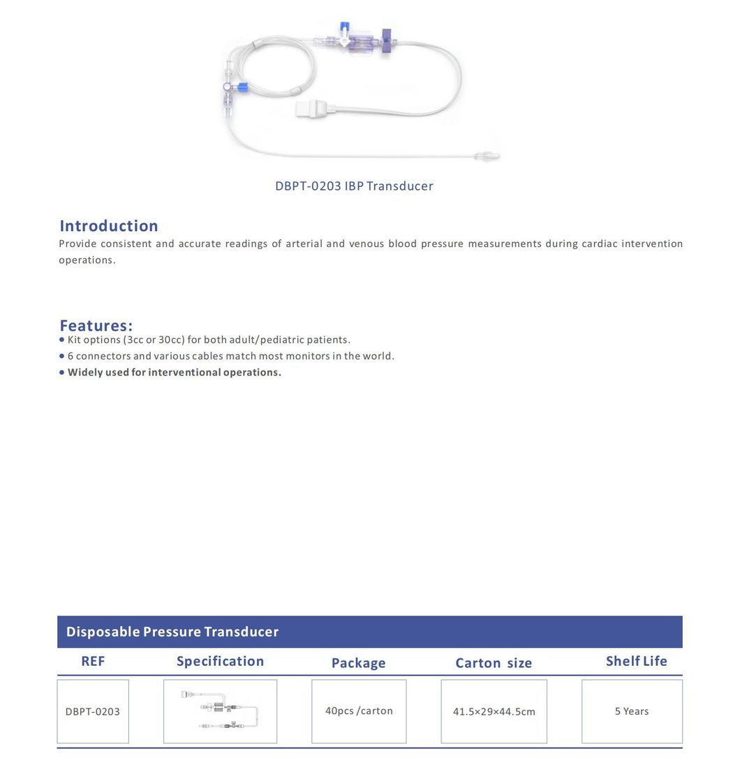 Dbpt-1003 Hisern Medical Disposable Blood Pressure Transducer