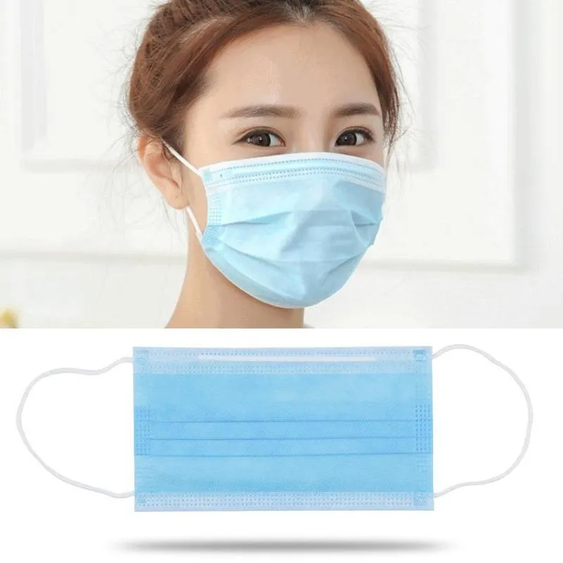 Disposable 3 Plys/3 Layers Non Woven/Melt Blown/Spunbond Fabric Breathing Protection Dust Anti Virus Ear Loop Flat Civil White Face Mask
