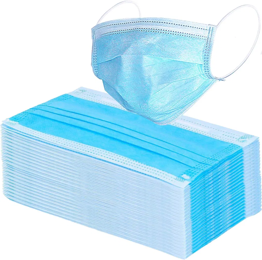 Disposable 3 Plys/3 Layers Non Woven/Melt Blown/Spunbond Fabric Breathing Protection Dust Anti Virus Ear Loop Flat Civil White Face Mask