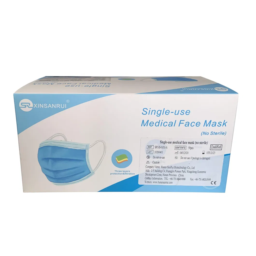 Disposable Medical Mask Protective Surgical Medical Face Mask, Doctor′s Mask, Surgical Mask, 3-Ply Face Mask with Earloop