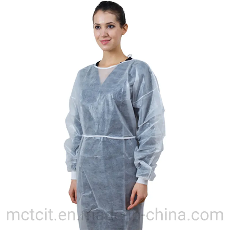 Disposable Medical Waterproof Isolation Gown Neck and Back with Ties