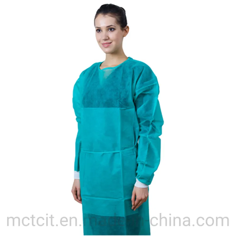 Disposable Medical Waterproof Isolation Gown Neck and Back with Ties