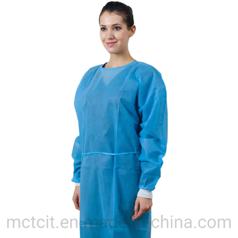Disposable Medical Waterproof Isolation Gown Neck and Back with Ties