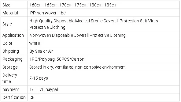 Disposable Protective Non Woven Suit Full Cover Protect Clothing