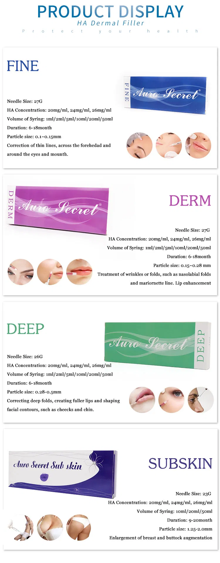 Facial Cheek Meso Dermal Filler Treatment Implant Brands Injectable Hyaluronic Acid