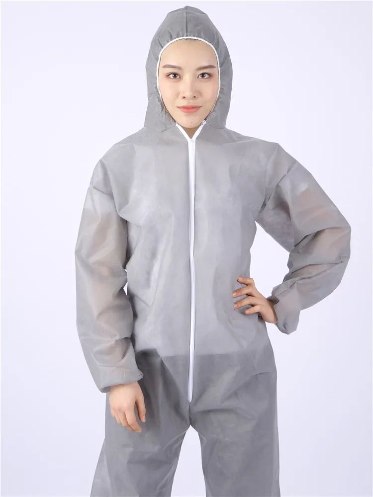 High Quality Disposable Single Use Dustproof Hot Sale Safeguard Waterproof Breathable PP Coverall with Hood