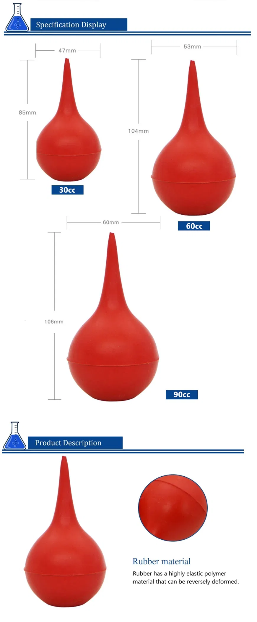 High Quality Ulcer Rubber/PVC Ear Syringe with CE & ISO