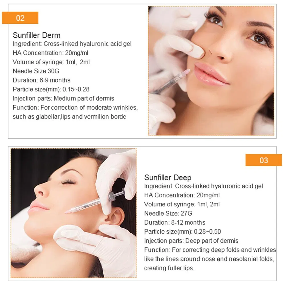 Hyaluronic Acid Facial Injectable 2ml Deeper Dermal Filler for Face Sharpe