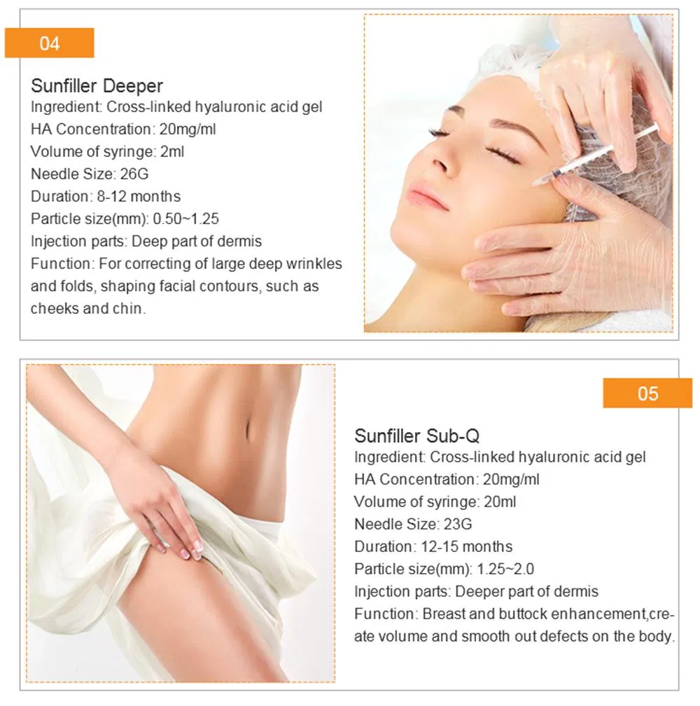 Hyaluronic Acid Facial Injectable 2ml Deeper Dermal Filler for Face Sharpe