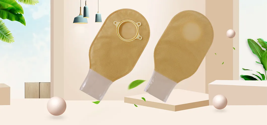 Material Medical Equipment Brown Non-Woven Two Piece Hydrocolloid Ostomy Clip Bag Recycle Illeostomy