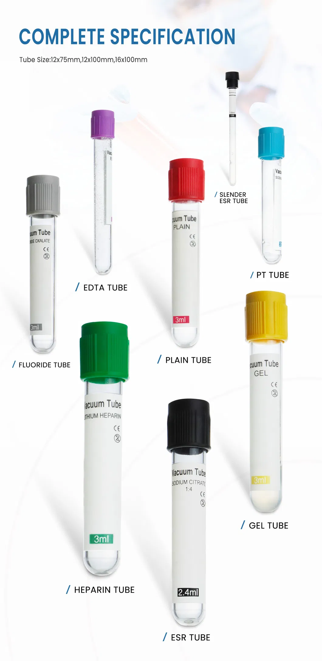 Medical-Grade Prp Vacutainer with Customized Size for Single Use Only