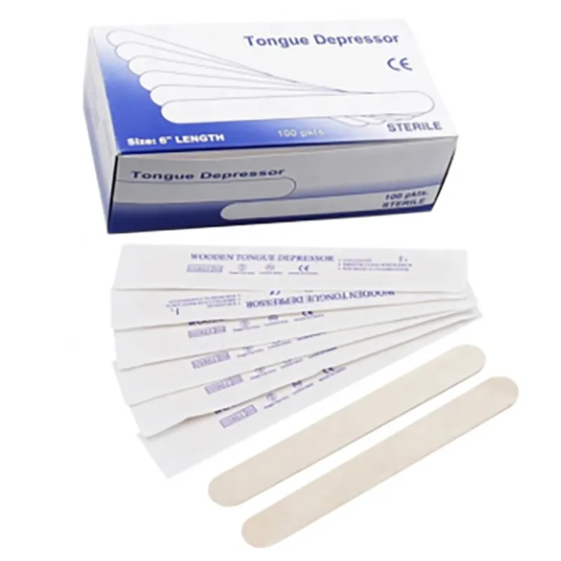 Natural Wood Medical Grade Wooden Disposable Adult Tongue Depressor Single Packed