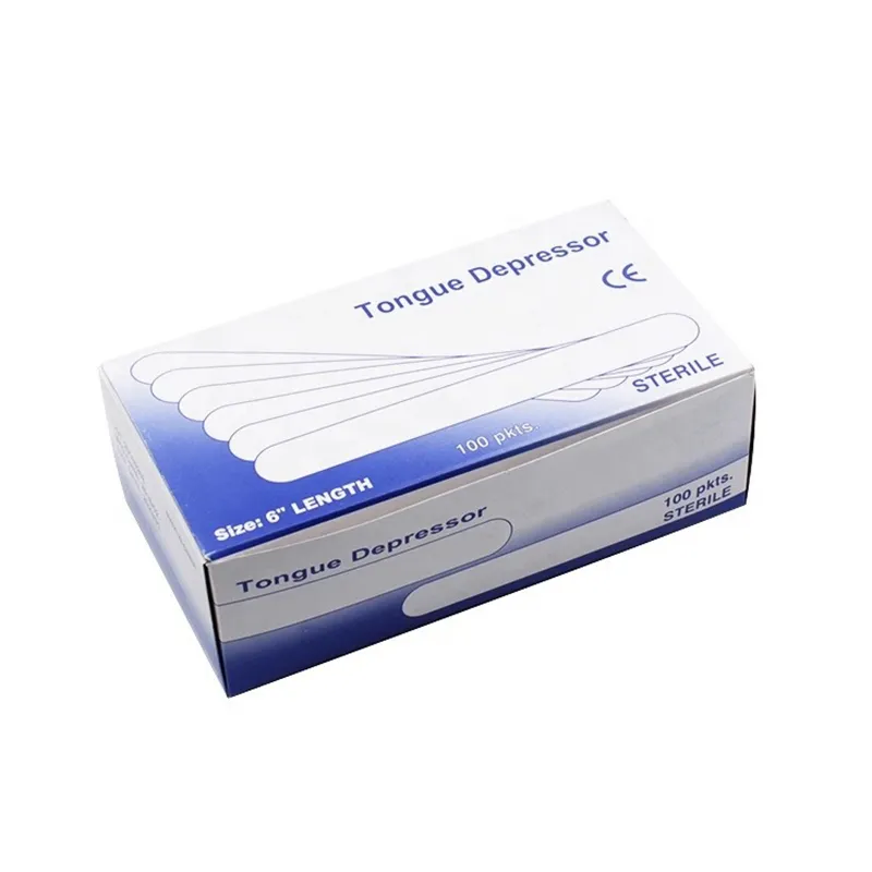 Natural Wood Medical Grade Wooden Disposable Adult Tongue Depressor Single Packed