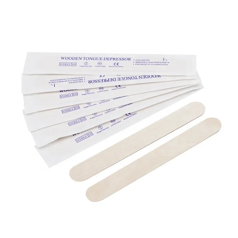 Natural Wood Medical Grade Wooden Disposable Adult Tongue Depressor Single Packed