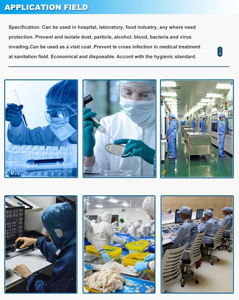 Non Woven Disposable Lab Coat Hospital Disposable Visitor Gown