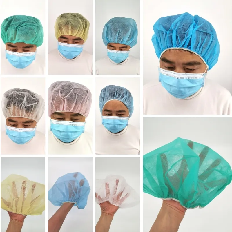 Protective Head Cover, Disposable Bouffant Caps, Hairnet, Non-Woven, Medical, Labs, Nurse, Tattoo, Food Service, Health, Hospital, Daily Cooking