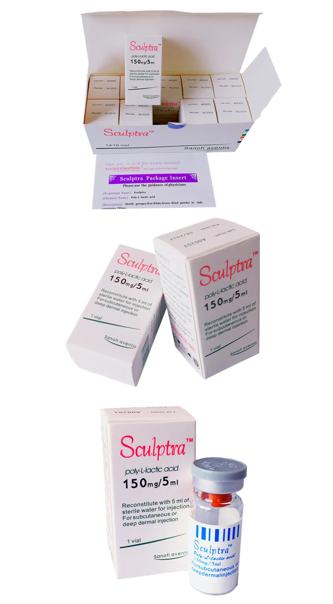 Sculptra Stimulates Collagen Production Plla Powder Poly L Lactic Acid Injection Derm Filler for Face