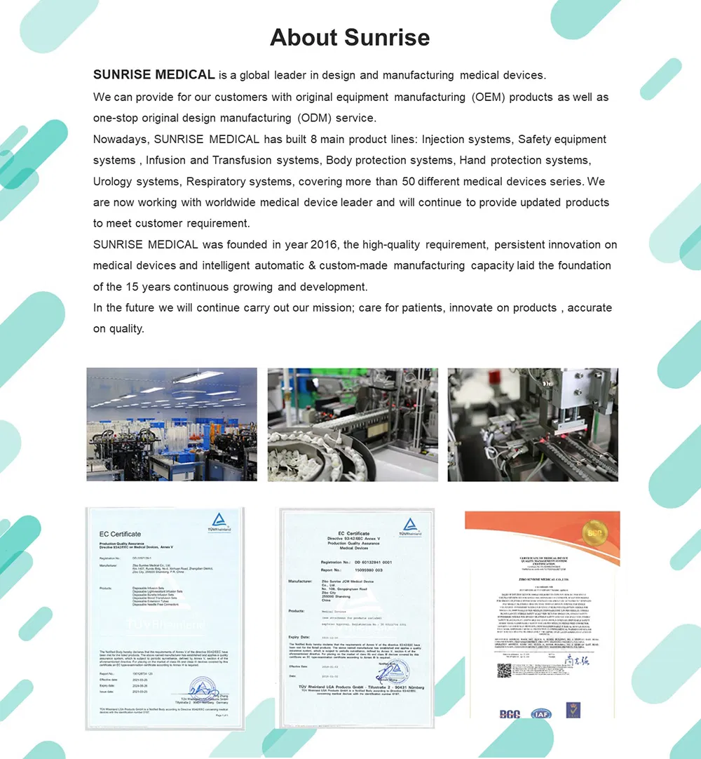Sunrise Med Medical Use Safety Huber Set