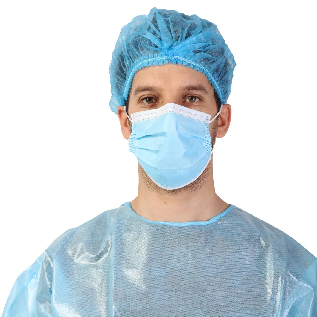 Surgeon Mob Cap Disposable Hair Nurse Caps Hat Non-Woven Medical Surgical Strip Clip Bouffant Cap Hair Net