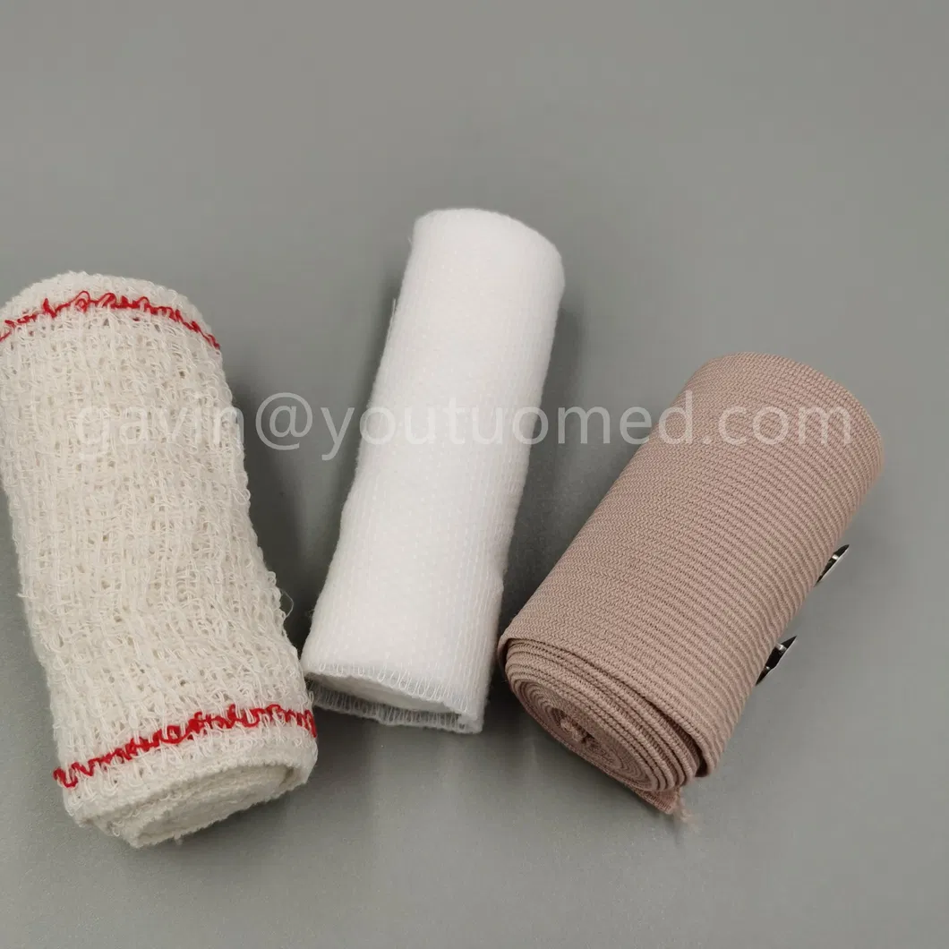 White Medical Disposable Cotton Interwoven Elastic Bandage Hemostatic Bandage PBT Wrinkle Elastic Bandage 15cm*4.5m 95g